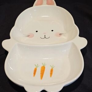 GAZOGJ Porcelain Easter Bunny/Rabbit Divided Dinner Plate/Serving Dish